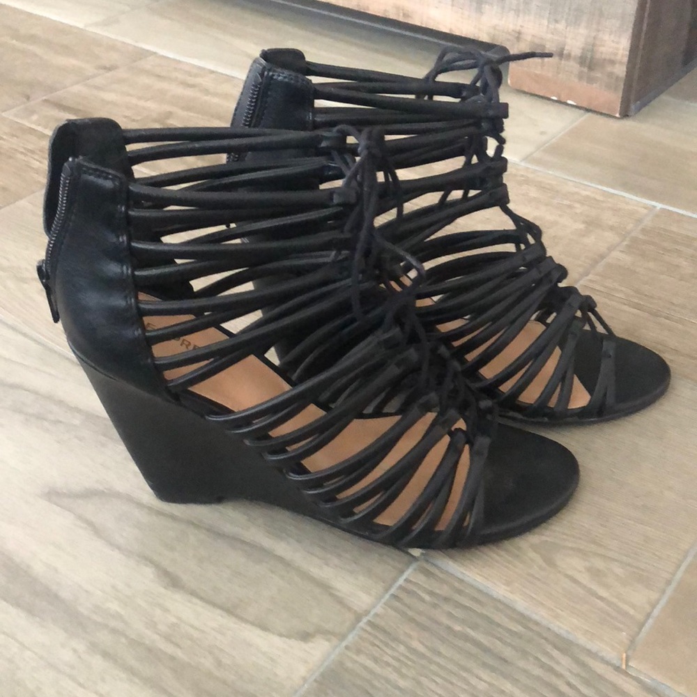 Black Strappy Wedges